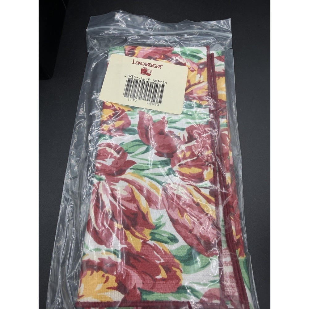 🌷 Longaberger Set of 2 Tulip Napkins NIP‎ 🧺 New in Package Floral Spring Table